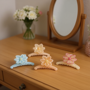 Pince à cheveux à clipser de 9 cm avec motif floral pour femmes et filles - Product Image 2