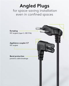 Rallonges coudées à 90 degrés de jauge européenne à 2 cœurs personnalisées avec imprimante audio de cordon d'alimentation d'interface à huit queues C7 - Product Image 4