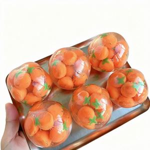 Orange TPR Squishy <b>Ball</b> Fruit Filled <b>Squeeze</b> Toy Handmade Sound Making Stress Relief Fidget Toy - Product Image 1