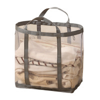 Panier à linge pliable en maille pratique, respirant, léger et durable, pour vêtements et jouets en peluche, avec poignée pour armoire