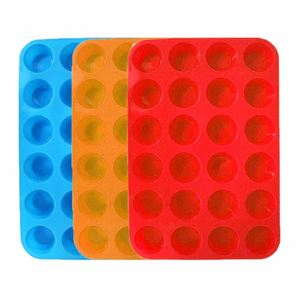 Silicone Mini Muffin Pan Silicone Muffin <strong>Tins</strong> Baking Molds 24 Cups Silicone Mold <strong>Cupcake</strong> Baking Pan - Product Image 2