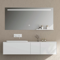 Meuble de salle de bain mural avec miroir LED, étagère en verre trempé, meuble de salle de bain flottant moderne pour la vente en gros
