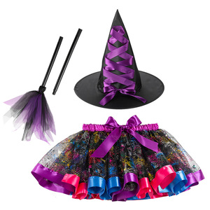 Conjunto <span class=keywords><strong>de</strong></span> Falda Tutú <span class=keywords><strong>de</strong></span> Halloween para Niñas con Sombrero <span class=keywords><strong>de</strong></span> <span class=keywords><strong>Bruja</strong></span>, Disfraz <span class=keywords><strong>de</strong></span> <span class=keywords><strong>Bruja</strong></span> con Calabaza Naranja y Escoba Mágica para Fiesta <span class=keywords><strong>de</strong></span> Carnaval con Accesorios - Product Image 2