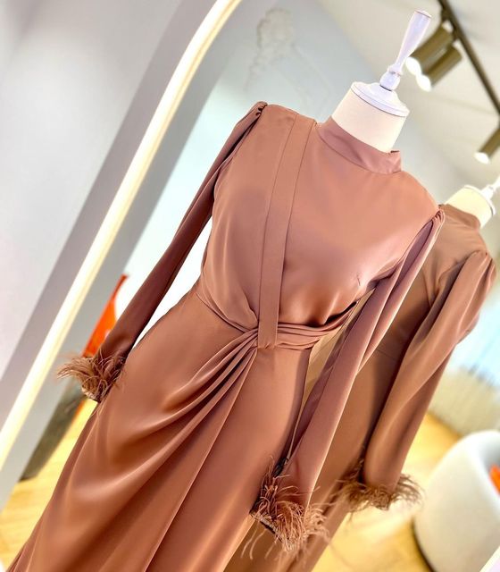 New Design Silk Satin Women Muslim Long Sleeve Evening Ladies Maxi Dress