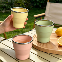 Petite bouteille de voyage en silicone avec couvercle, gobelet pliable réutilisable pour le café, le camping et le bureau