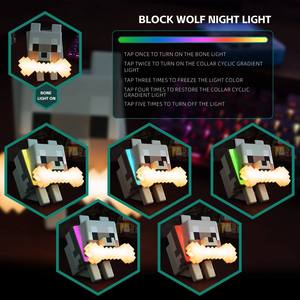 Veilleuse <span class=keywords><strong>Minecraft</strong></span> en forme de loup, dégradé RGB, lampe chien loup domestique pour la décoration de chambre d'enfant, veilleuse LED écologique - Product Image 3
