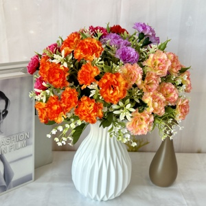 Bouquet Artificiale <span class=keywords><strong>di</strong></span> 10 Piccoli Garofani, Fiori Decorativi ad Alta Simulazione, Composizione in Confezione Regalo, Decorazione per Casa e Festività - Product Image 2