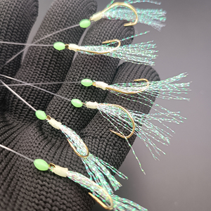 Lunker Sabiki Rigs High Carbon Steel Hooks Saltwater Fishing Tackle with Luminous Glowing Beads Shining Tinsel <strong>Bass</strong> - Product Image 1