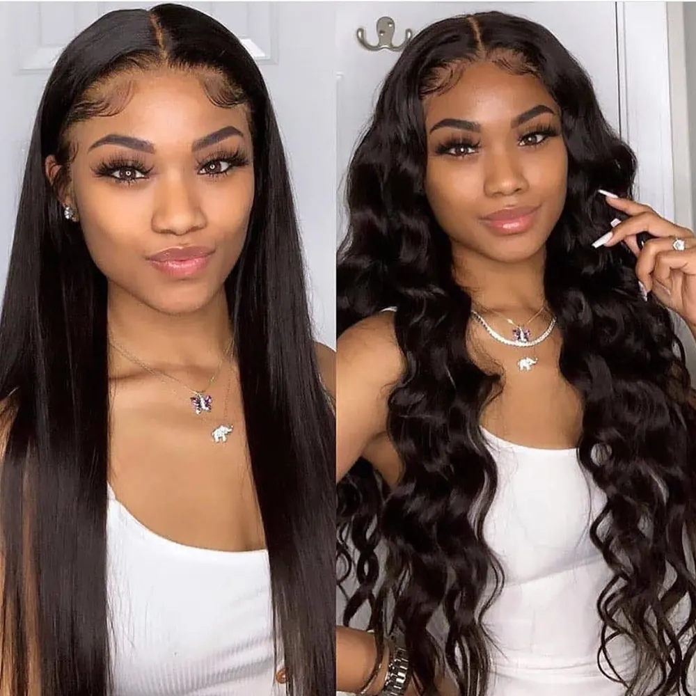 Wholesale High Quality Peruvian Straight Human Hair 13x4 Lace Frontal Wigs for Black Women 360 HD Full Lace Human Hair Wigs