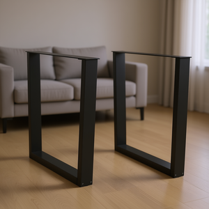 Pata de Mesa de Comedor de Acero con Recubrimiento de Polvo Negro, Rectangular, Estilo Industrial - Product Image 2