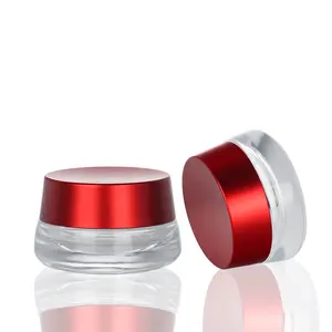 Luxus Custom Eye Face Kosmetik glas 50g 80g klar gefrostet rot leer Behälter recycelte Gläser Serum für Hautpflege creme