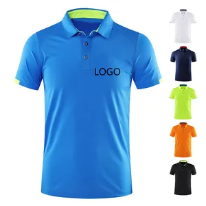Magliette sportive Casual personalizzate a asciugatura rapida con risvolto alto a manica corta da uomo in bianco Polo da Golf