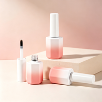 Flacon de vernis à ongles hexagonal en gel avec bouchon et pinceau, 10 ml, flacon en verre vide pour vernis à ongles, OEM/ODM, flacon de vernis à ongles en gel UV personnalisé