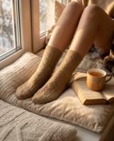 Chaussettes en laine mérinos épaisse pour jeunes avec logo personnalisé, design de revers et de semelle, confortables et thermiques pour la randonnée et le camping