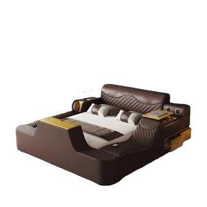 Multi-Purpose Bedroom Smart <strong>TV</strong> <strong>Bed</strong> With Small Refrigerator Cupholder Massage Chair Drawers - Product Image 3