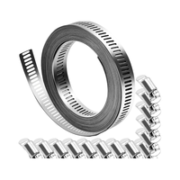 Lot de 12 colliers de serrage réglables en acier inoxydable 304, double tube, 5/8 et 1-1/16 pouces, robustes, OEM, finition zinguée polie