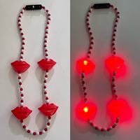 Grossiste Perles LED Grandes Lèvres Rouges Décorations de Fête de la Saint-Valentin 2025 Collier de Perles LED Lèvres Rouges Clignotantes Lumineuses