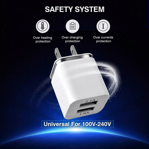 Cargador de pared rápido universal de 10W con puertos USB duales Enchufe de adaptador de corriente portátil de 5V/2A para teléfonos móviles - Product Image 3