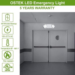 Adjustable Two-Head Commercial <b>Emergency</b> <b>Light</b> Fixtures for Listed Hardwired Exit <b>Lights</b> Business AC 120/277V (4 Pack) Plastic - Product Image 1