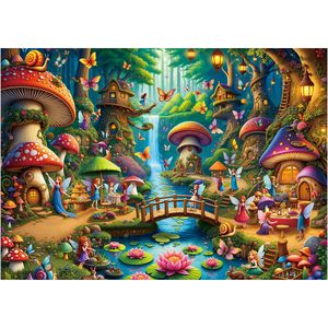 Puzzle per Adulti 1000 Pezzi, <span class=keywords><strong>Casetta</strong></span> dei Funghi della Terra delle Fate, Puzzle Colorato della <span class=keywords><strong>Casetta</strong></span> delle Fate, Sfida Familiare - Product Image 1