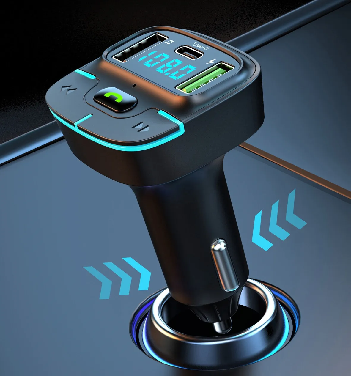 LED mit geringem Strom verbrauch Bluetooth 5.3 Auto ladegerät Drahtloser FM-Sender Dual-USB-Multifunktion adapter 3D-Auto-Player MP3