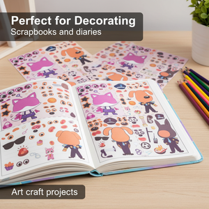 Ensemble d'autocollants DIY pour enfants, visages d'animaux de dessin animé à transformer, puzzle éducatif précoce, autocollants décoratifs adhésifs à mélanger et assortir, pour la maternelle - Product Image 3