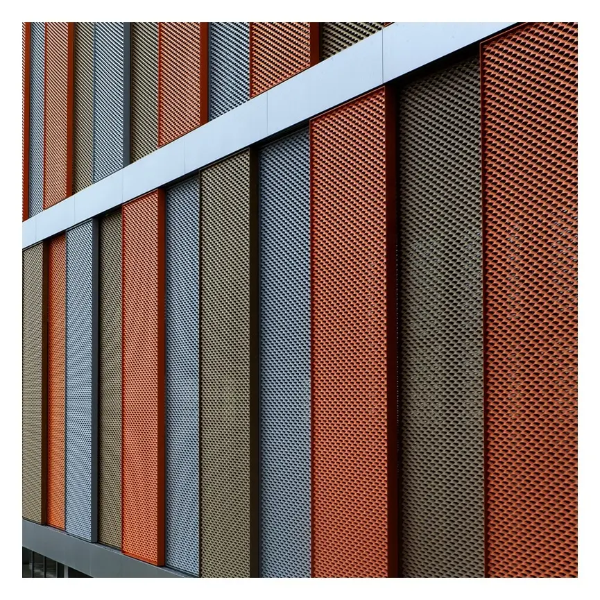 Op Maat Gemaakte Geëxpandeerde Aluminium Metal Mesh Panelen Exterieur Vliesgevel Bekleding