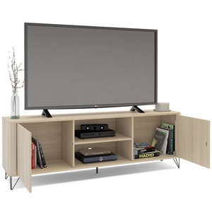 Mueble para TV de 2 Puertas Estilo Moderno CARTAGENA, Madera, para Sala de Estar, de Aglomerado, Montaje en Suelo, Compatible con Televisores de 65+ Pulgadas, Fácil de Ensamblar - Product Image 1