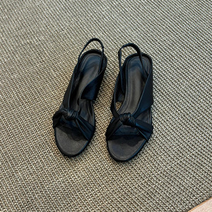 Sandalias de cuña con diseño exclusivo, punta abierta, punta redonda y tiras cruzadas para mujer, sandalias romanas versátiles - Product Image 5