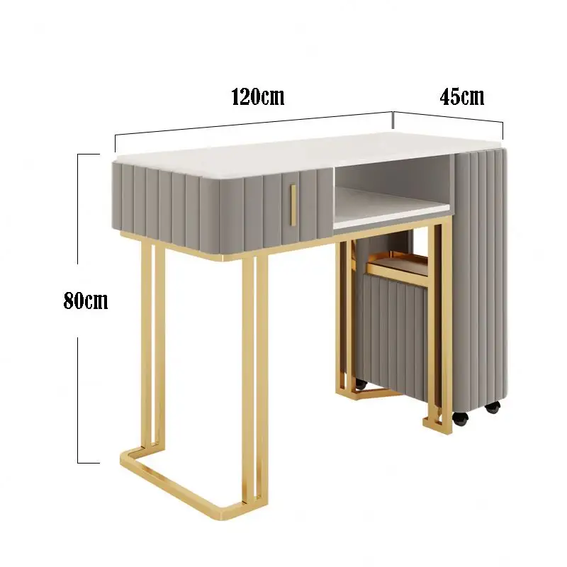 8 दराजों के साथ पहियों पर आधुनिक डिजाइन मैनीक्योर स्टेशन नेल टेबल ब्यूटी सैलून फर्नीचर लकड़ी समकालीन मल्टी स्टोरेज