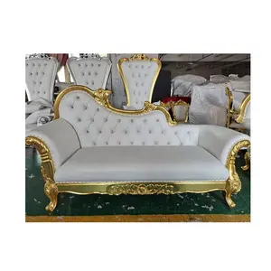 Foshan Zhongyi Wholesale sofa Wedding Gold Royal King Throne Couch For Queen Two Seat Sofa