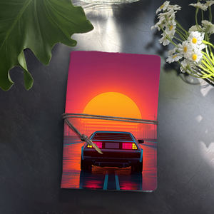 A6 fatto a mano Vintage Notebook 80 fogli sostituibili ideale per studenti Notebook per la vita del Campus con <span class=keywords><strong>auto</strong></span> sole palme stampa stradale - Product Image 1