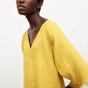 <span class=keywords><strong>Camicia</strong></span> in lino a maniche lunghe con frange <span class=keywords><strong>senape</strong></span> Tong Rui <span class=keywords><strong>donna</strong></span> - Product Image 5
