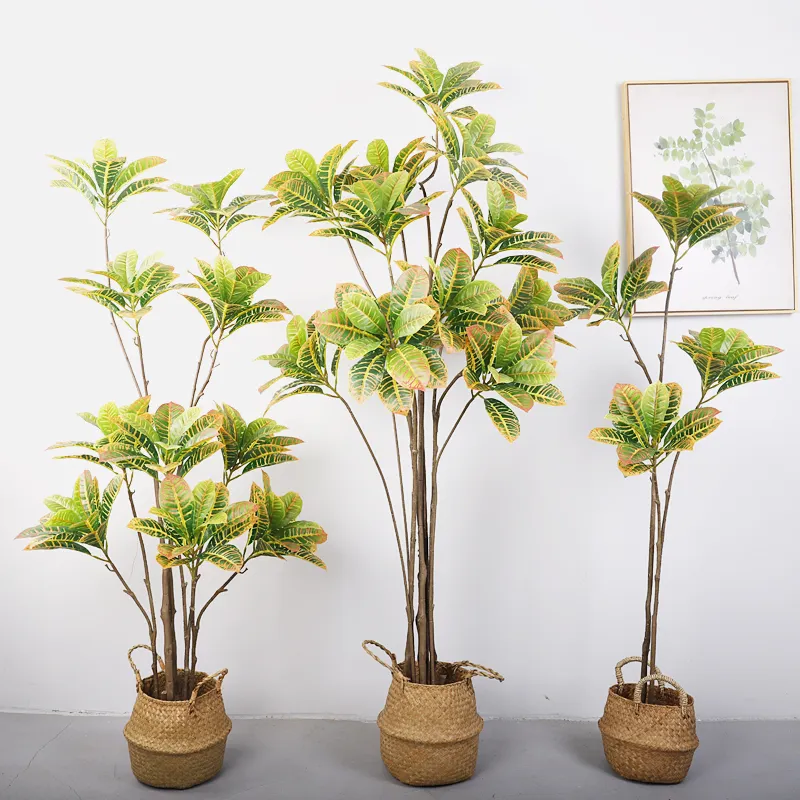 Yeni tasarım yapay bitkiler bahçe croton ağacı için otel Ficus keman yaprak bonsai bitkiler ofis merkezi için düğün dekorasyon