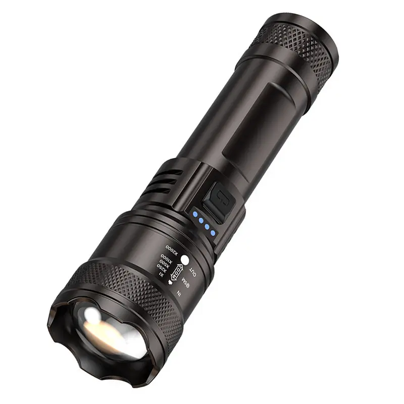 Aluminum Alloy Tactical Flashlight USB C 30W LED 5000 Lumens Waterproof 3 Modes Flashlight Hiking Emergency Lighting Flash Light