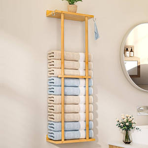 ชั้นวางผ้าขนหนูติดผนังไม้ไผ่ 80 ซม. 4 ราวแขวน สำหรับห้องน้ำ - Product Image 2