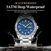 POEDAGAR 683 Herren Luxus Edelstahl-Armband Quarzuhr Doppelkalender Leuchtende Wasserdichte Uhr für Männer