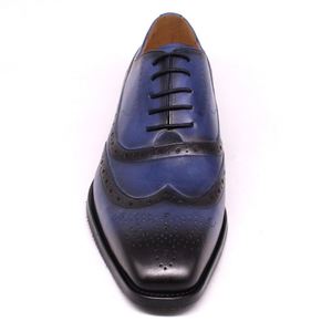 Lace up Stylish Oxford Mens Blue Dress Genuine Leather <b>Shoes</b> Italian - Product Image 2