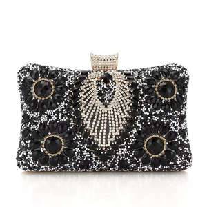 Women PU Square Fashion Clutch with Chain Strap Crystal and Rhinestone Evening <b>Wedding</b> Bridal <b>Handbag</b>-Eco-Friendly - Product Image 4