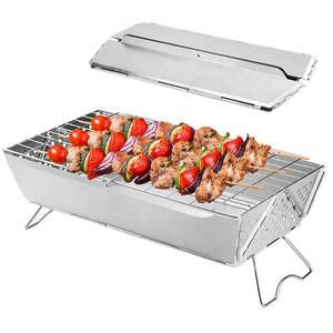 גריל פחמים נייד מודרני מנירוסטה, מתקפל, כיריים לקמפינג, מנגנון בטיחות להבה, קל לניקוי, עיצוב מתכת - Product Image 1