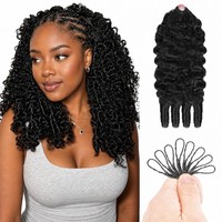 Extensions de cheveux humains bouclés à pointe effilée style birman, pré-bouclées, pour tresses torsadées bohèmes, avec fil invisible, vente en gros