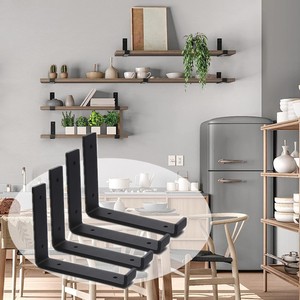 Iron Wall Triangular <b>Bracket</b> <b>Shelf</b>-Modern Simple <b>Black</b> Wall-Mounted Storage Rack with Strong & Easy Installation - Product Image 5