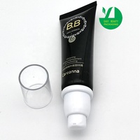 Oem 30ml 50ml 60ml kemasan tabir surya Remas Pe kosong tabung pompa tanpa udara hitam tabung Losion lembut untuk wadah krim Bb