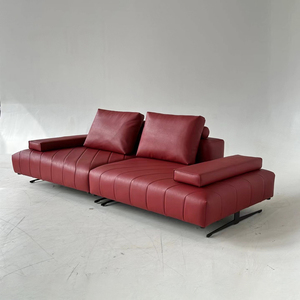 Muebles modernos para sala de estar Cómodo sofá de piel sintética de 3 plazas Sofá de cuero rojo para la venta - Product Image 4