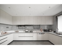 Meuble de cuisine îlot mural européen simple en panneaux de particules imperméables, design en contreplaqué