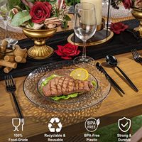60 Assiettes Fantaisie Noires en Plastique Robuste Effet Martelé pour Fêtes et Cérémonies, Comprend 30 Assiettes à Dîner et 30 Assiettes à Salade