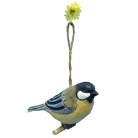 Oiseaux décoratifs en bois sculptés à la main Décoration Mésange noire sculpture sur bois oiseaux