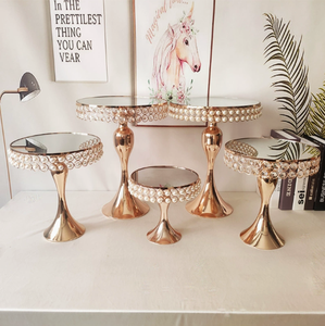 DAMAI Wholesale Wedding Decor Metal Mirror <b>Cake</b> <b>Stand</b> <b>Set</b> Round Dessert Table Display Riser for Wedding Party Cupcake Display - Product Image 2