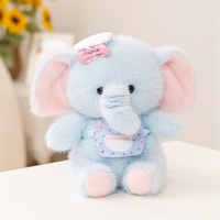 Peluche personnalisée Éléphant Chef, éléphant assis bleu clair avec chapeau de chef et tablier, fabriqué à partir de photo