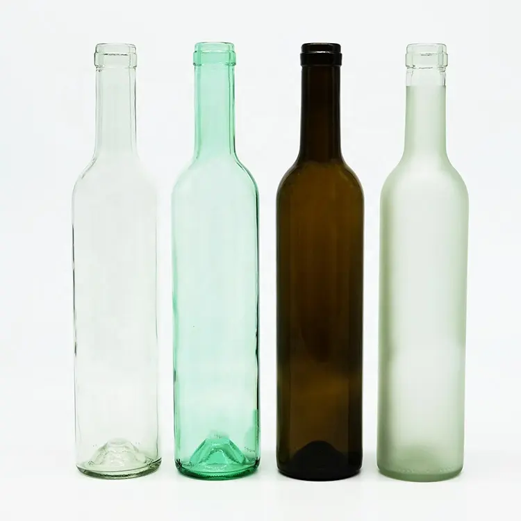 Ready to Ship 500ML Liquor Red Wine Bottles Top Grade Clear Frosted Light Green Wine Bottle For Liquor Gin